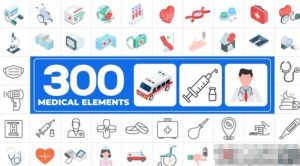 300个诊所机构医疗元素MG动画图标设计动画AE模板300 Icons Pack – Medical Elements-cg男孩