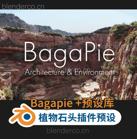 Blender自然环境植物石头插件预设包 BagaPie Modifier  V9+预设库 600多款 更新10.4.2-cg男孩