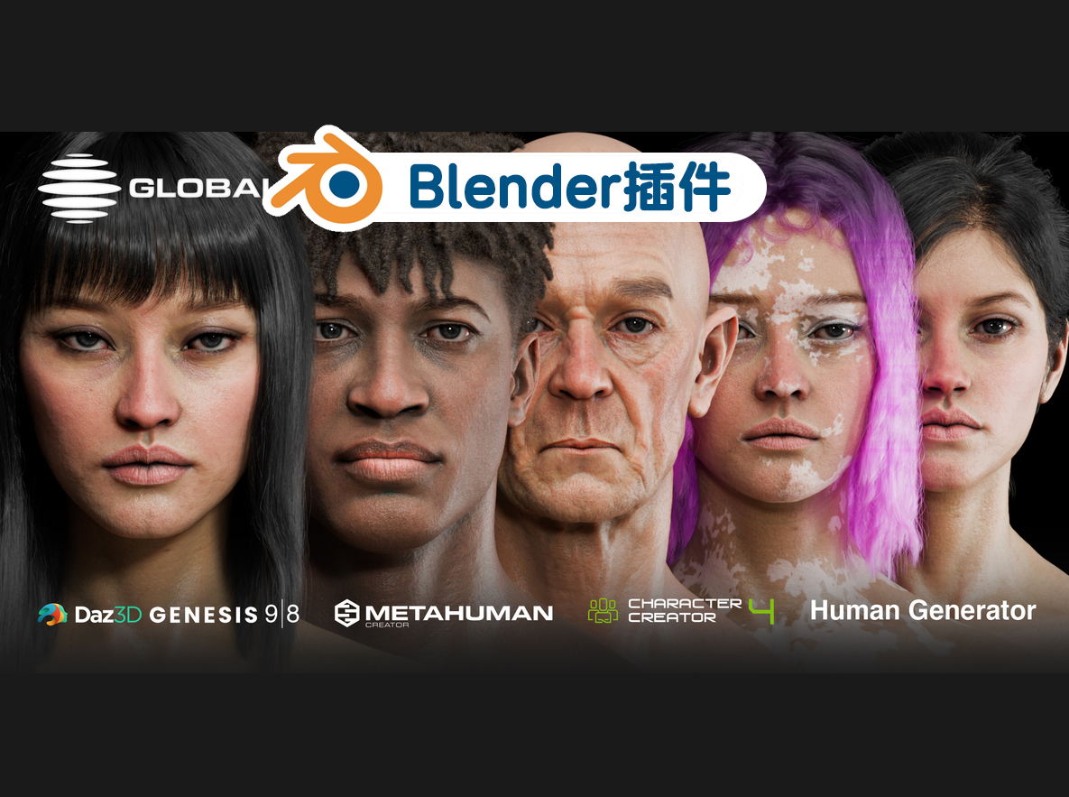 blender真实人类皮肤着色器材质贴图预设插件 Globalskin – Ultimate Skin Shader-cg男孩