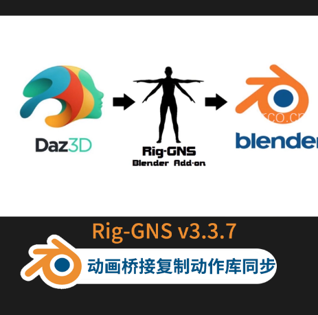 Blender插件 Rig-GNS 3.3.7 Daz Mixamo绑定动画桥接复制动作库同步 更新3.7.4-cg男孩